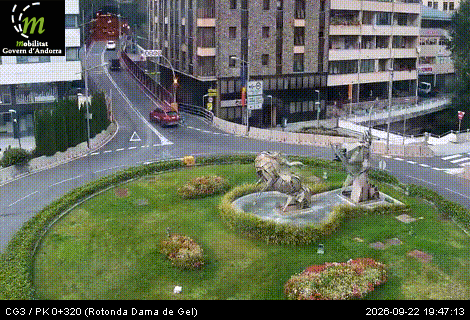 Webcam Rotonda Dama de Gel, image du réseau routier andorran