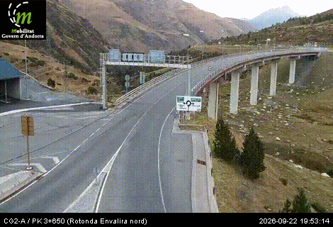 Webcam Rotonda Envalira nord, image du réseau routier andorran